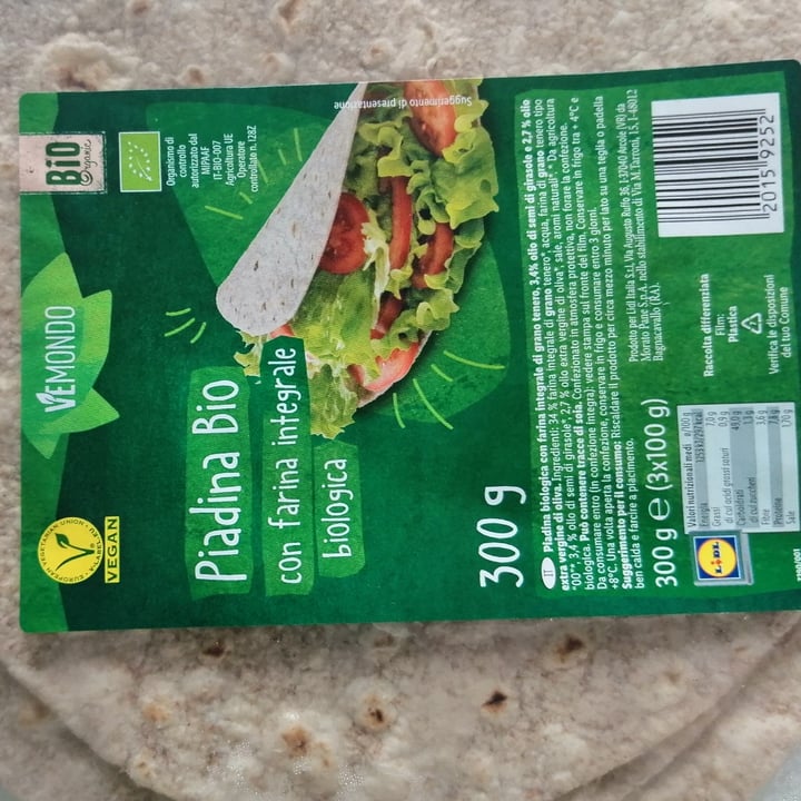 photo of Vemondo Piadina bio integrale shared by @alinaciccio on  01 Sep 2021 - review