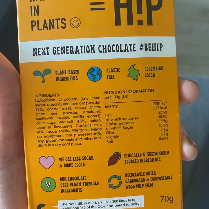 review photo of HIP (H!P) Salted Caramel Oat M!lk Chocolate Bar shared by @sunnycaribbeanvegan on 18 Apr 2022 - review