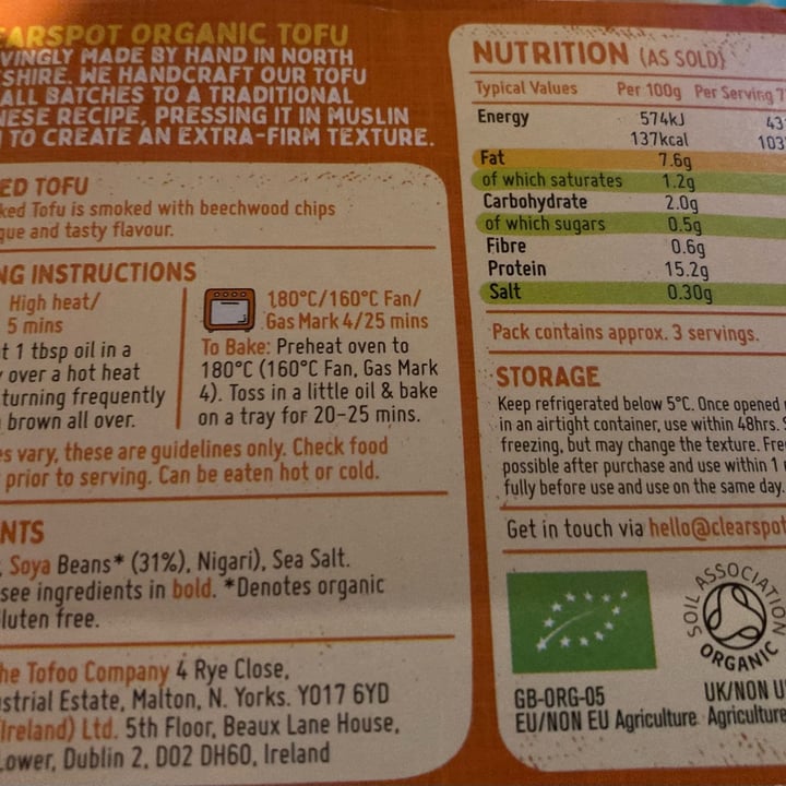 photo of The Tofoo Company Clearspot organic smoked tofu shared by @fmclean8 on  14 May 2022 - review