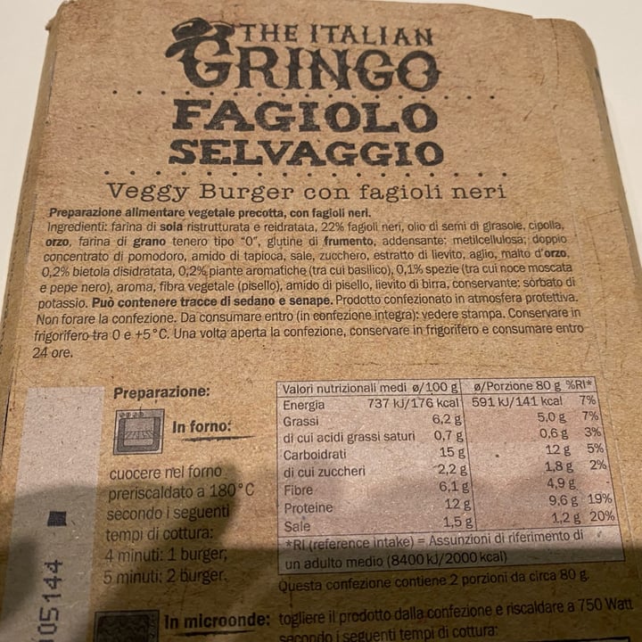 photo of The Italian Gringo Veggie Burger con Fagioli Neri shared by @isabellana on  27 Apr 2022 - review