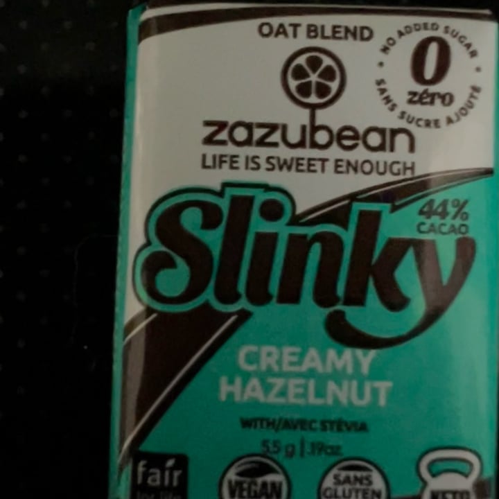 photo of Zazubean Organic Chocolates Slinky Creamy Hazelnut shared by @veganmika on  29 Aug 2022 - review
