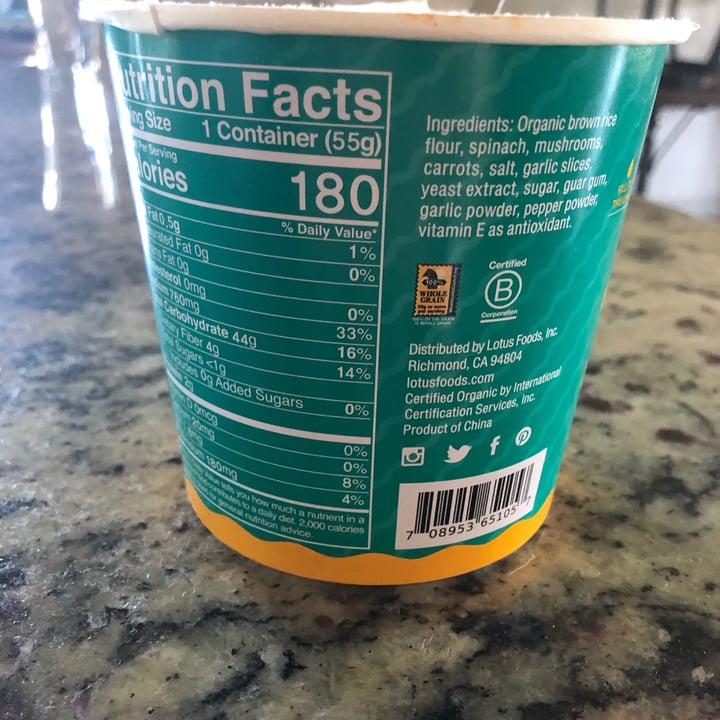 photo of Lotus Foods - Rice Is Life Garlicky Veggie: Rice Ramen Noodle Soup (instant) shared by @friendgirl on  15 Mar 2021 - review