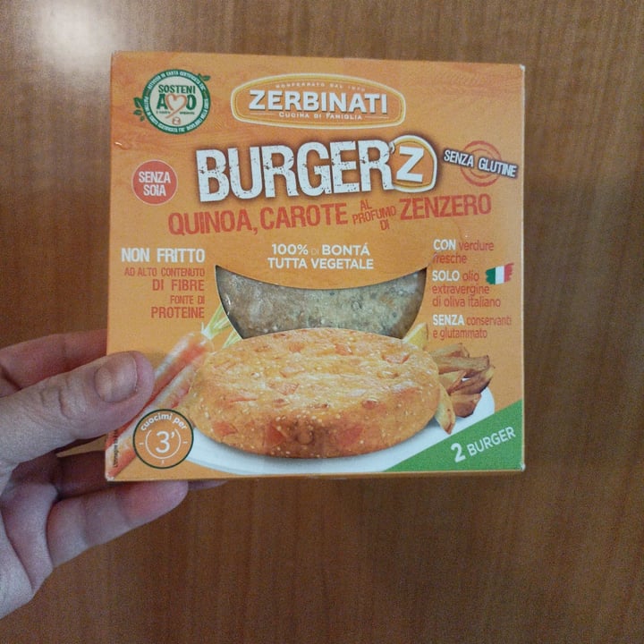 photo of Zerbinati Burger'Z Quinoa, Carote e Zenzero shared by @marinasacco on  15 Jan 2022 - review