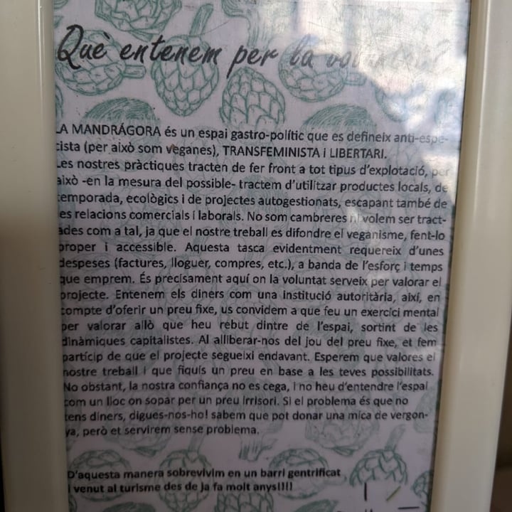 photo of Asociación Cultural y Gastronómica Vegana La Mandrágora Menú del día shared by @nimsay25 on  20 Jun 2021 - review