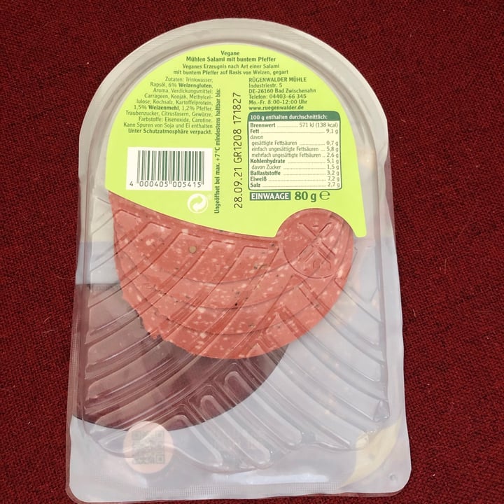 review photo of Rügenwalder Mühle Vegane Mühlen Salami shared by @marenvansoest on 11 Sep 2021 - review