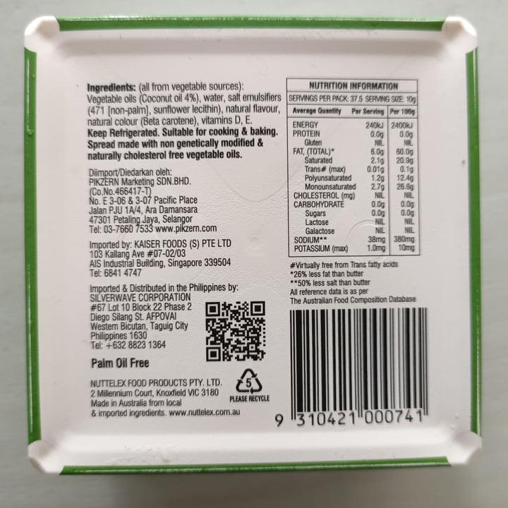 photo of Nuttelex Nuttelex Made With Coconut Oil shared by @yeeleong on  26 Jan 2022 - review