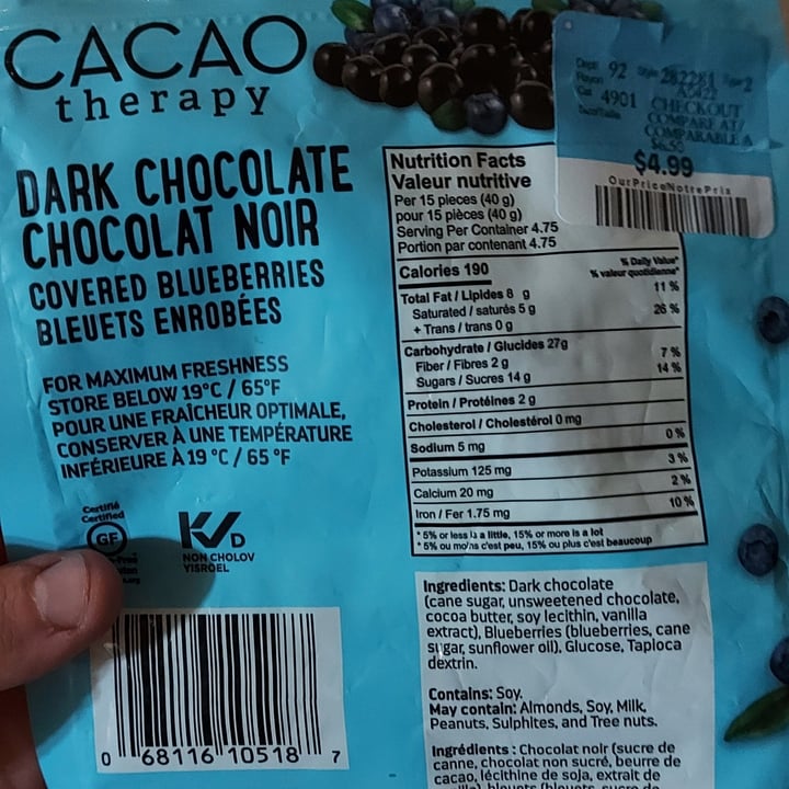 photo of cacao therapy dark chocolate covered blueberries shared by @svraphael88 on  06 Jul 2022 - review