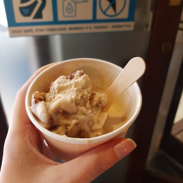 Photo of the dish “Vegan Candied Pecans And Cinnamon Ice Cream”