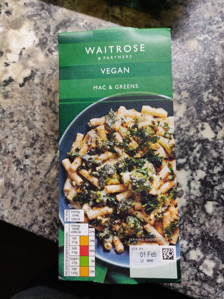 photo of Waitrose Vegan mac and greens shared by @moysky on  02 Feb 2020 - review