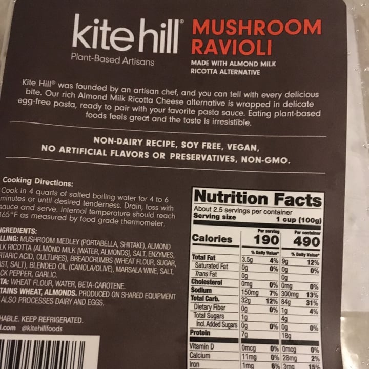 review photo of Kite Hill Kite Hill Mushroom Ravioli shared by @jqared on 23 Jan 2021 - review