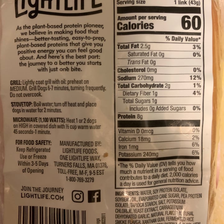 photo of Lightlife Smart Dogs shared by @mayjaquez on  16 Oct 2020 - review