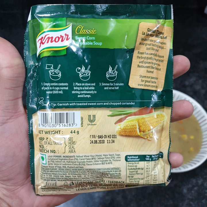 photo of Knorr Knorr Classic Vegetable Soup - Sweet Corn shared by @aatmankothari on  22 Dec 2020 - review