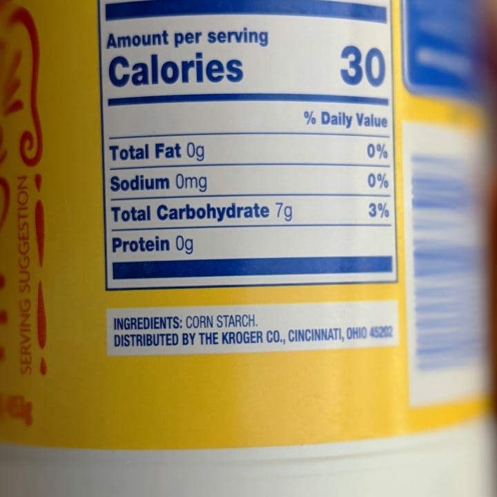 photo of Kroger Pure Corn Starch shared by @veggieassassin on  11 Dec 2021 - review