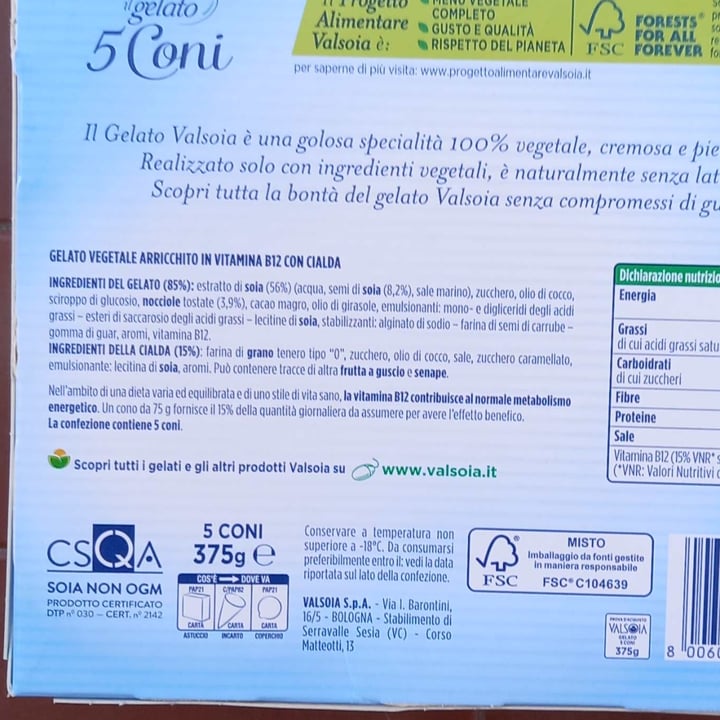 photo of Valsoia il Gelato 5 Coni shared by @cardax on  11 Sep 2022 - review