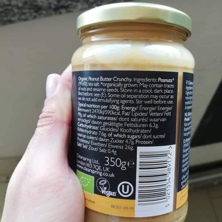 photo of Clearspring Organic peanut butter crunchy shared by @vxvegan on  24 Oct 2021 - review