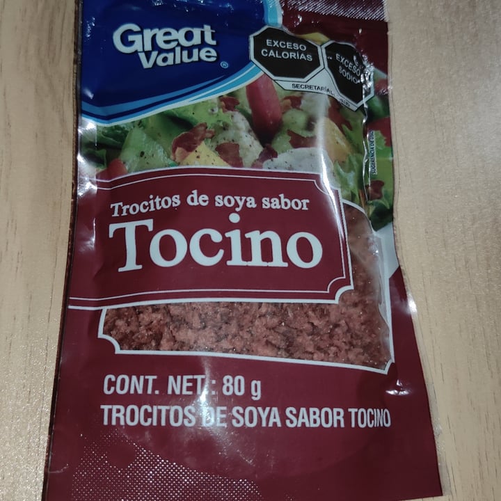photo of Great Value  Trocitos de Soya Sabor tocino shared by @sisnieveganak on  10 Sep 2021 - review