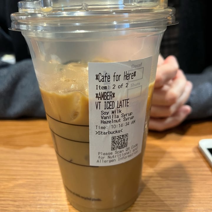 photo of Starbucks Coffee Iced Vanilla Hazelnut Soy Latte shared by @ameriamber on  13 Feb 2022 - review