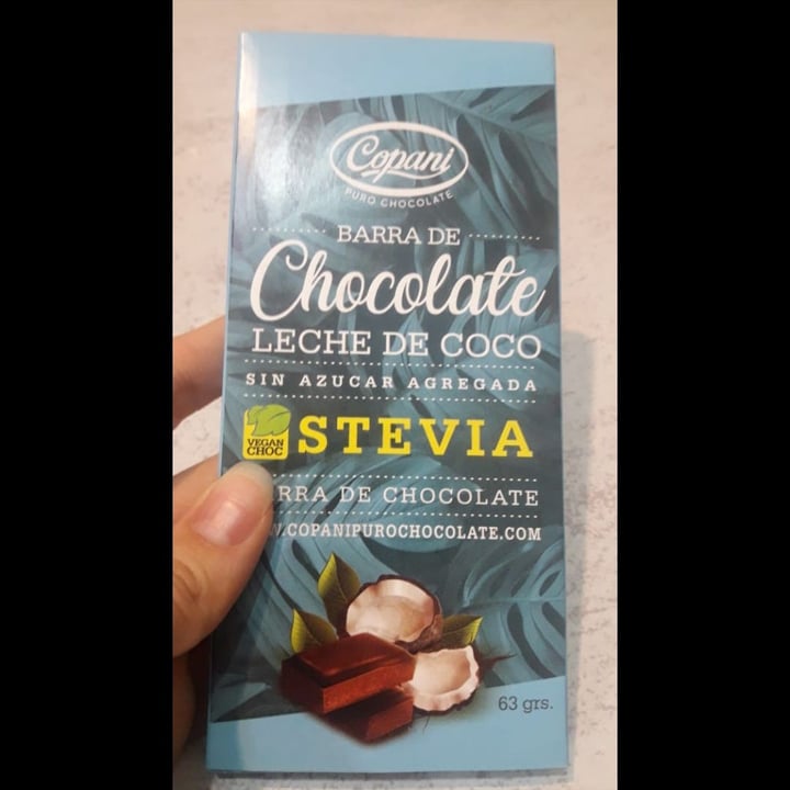 photo of Copani Barra de chocolate con leche de coco endulzado con stevia shared by @melbo on  15 Apr 2021 - review