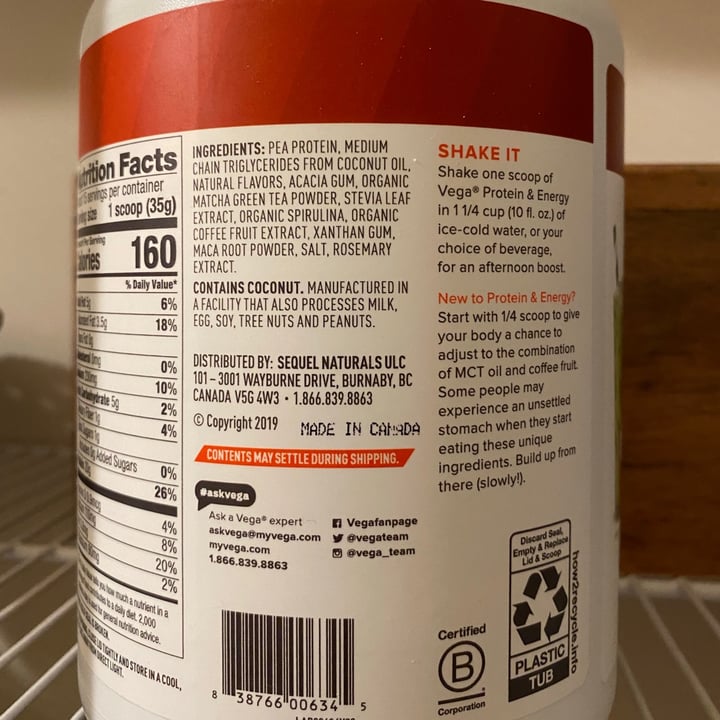 review photo of Plant-Based Vega Vega protein And Energy Matcha Latte shared by @rupertandhopperbuns on 27 Jun 2021 - review