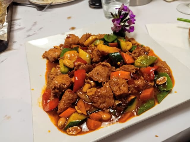 Photo of the dish “Sauteed Diced Vegetarian Chicken With Peanut In Hot And Spicy Sauce”