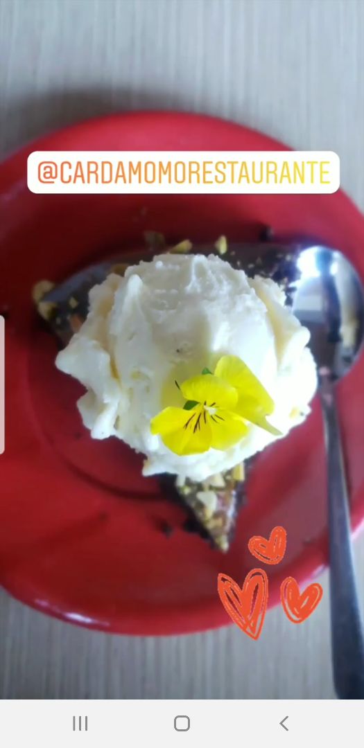 photo of Restaurante Vegano Cardamomo Postre Brownie Con Helado de Vainilla shared by @locabra1 on  18 Sep 2019 - review