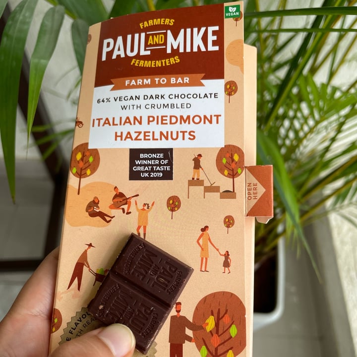 photo of Paul and Mike 64% Vegan Dark Chocolate With Crumbled Italian Piedmont Hazelnuts shared by @aashti on  01 Oct 2021 - review
