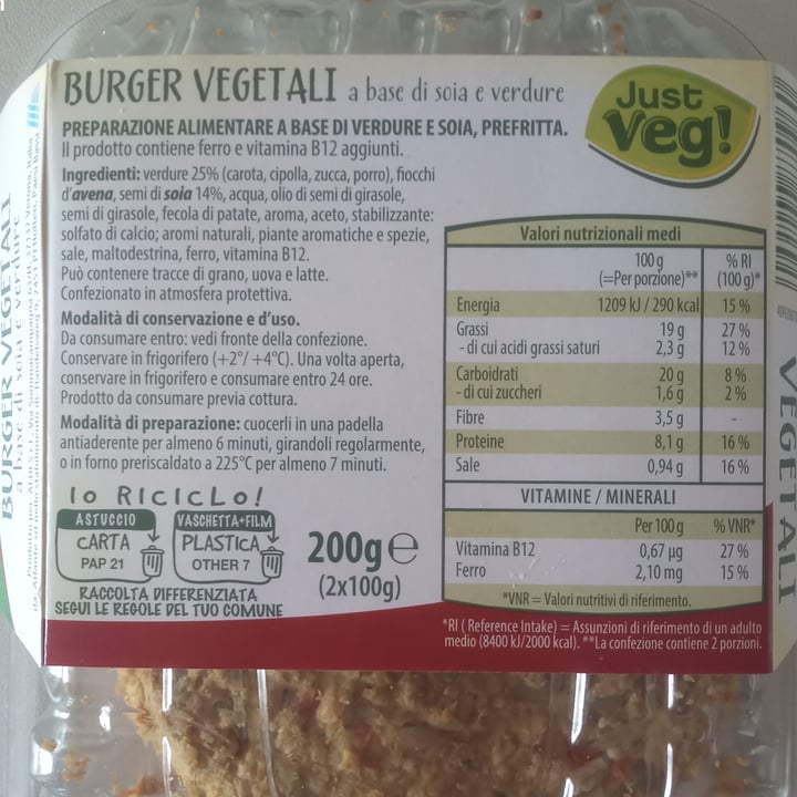photo of Just Veg! (ALDI Italy) Burger Vegetali shared by @feiryu on  07 May 2022 - review