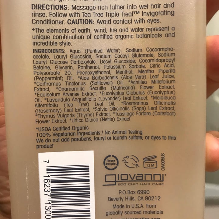 photo of Giovanni Cosmetics Tea Tree Triple Treat Invigorating Shampoo shared by @curvycarbivore on  07 Jul 2020 - review