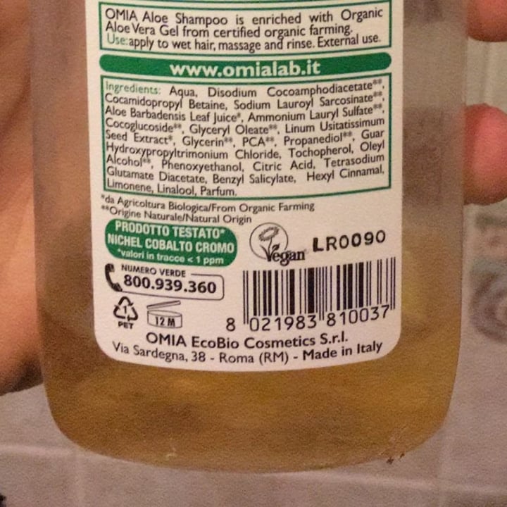 review photo of Omia Laboratoires Fisio shampoo Aloe shared by @enrico on 25 Apr 2021 - review