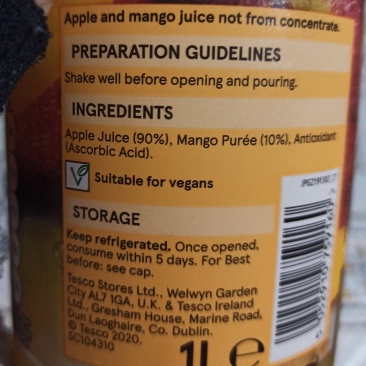 photo of Tesco Juice apple and mango shared by @mariagiovanna on  26 Oct 2021 - review