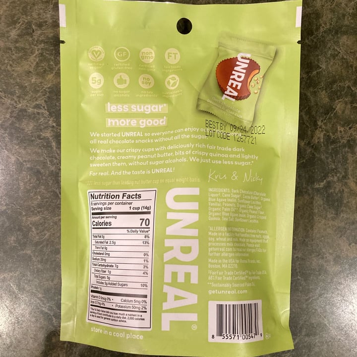 photo of UNREAL Dark Chocolate PB Cups with Crispy Quinoa shared by @tammydillon on  21 Feb 2022 - review