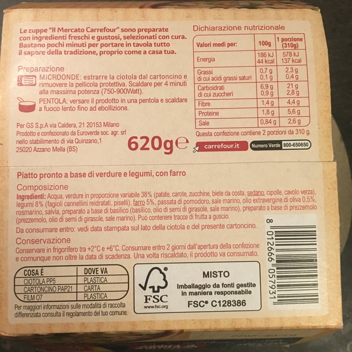 review photo of Il mercato carrefour Zuppa con verdure e farro shared by @arturino on 05 Apr 2022 - review