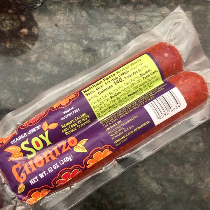 photo of Trader Joe's Soy Chorizo shared by @lizprendergast11 on  30 Jun 2020 - review