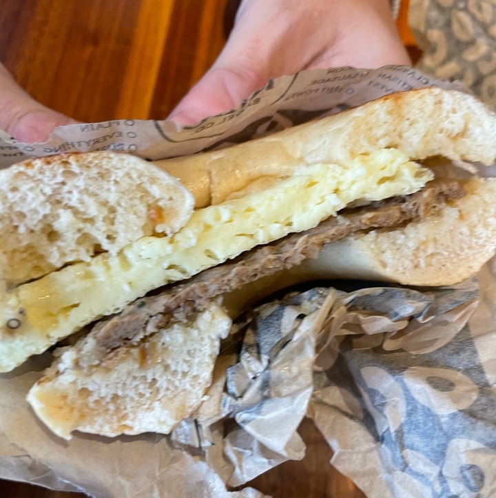photo of Rise Bagel Co. The Vegan Egg and Sausage Bagel shared by @lonica on  21 Oct 2022 - review
