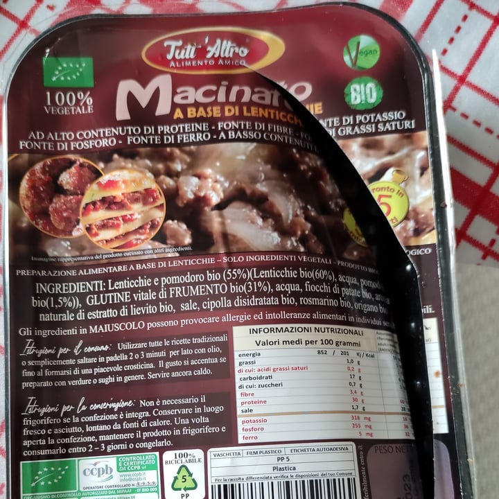 review photo of TUTT' ALTRO Alimento Amico Macinato (lenticchie) shared by @ale85 on 11 Jun 2022 - review