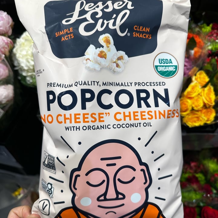 photo of Lesser Evil Snacks Organic Popcorn No Cheese Cheesiness shared by @berryveganplanet on  11 Dec 2022 - review
