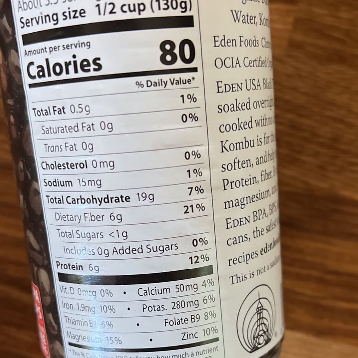 photo of Eden Foods Black Beans shared by @suebedo on  30 May 2022 - review