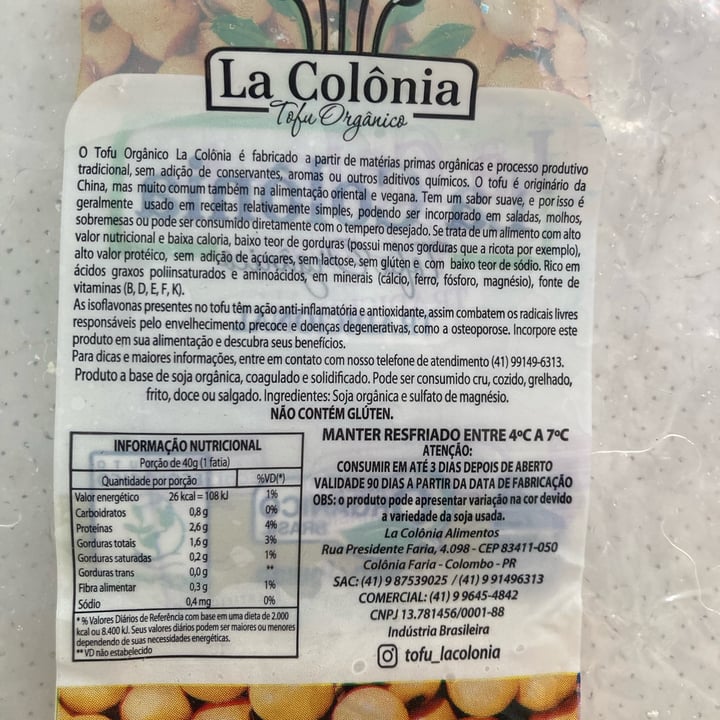 review photo of Lá colônia alimentos Tofu shared by @nanamoreira on 28 Apr 2022 - review