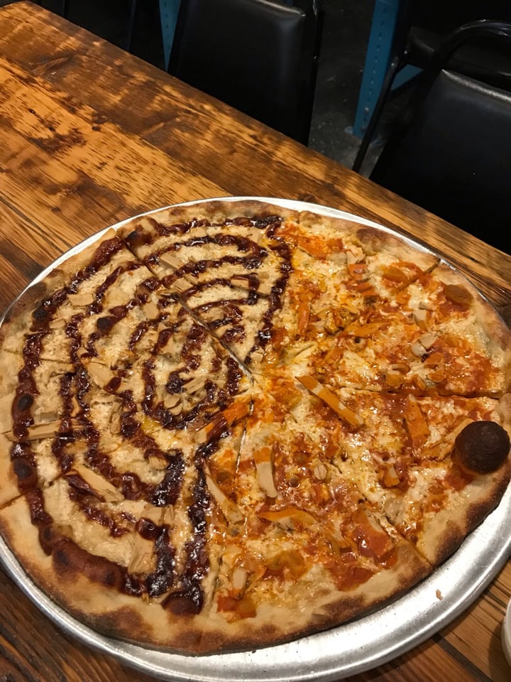 review photo of Nice Slice Pizzeria Half buffalo half bbq shared by @mikeandmal on 28 Mar 2019 - review