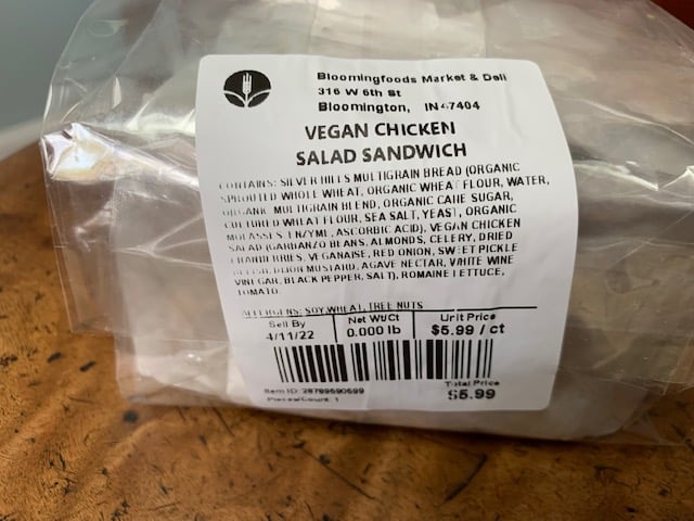 photo of Bloomingfoods Market & Deli Near West Side Vegan Chicken Salad Sandwich shared by @jeremytheape on  11 Apr 2022 - review