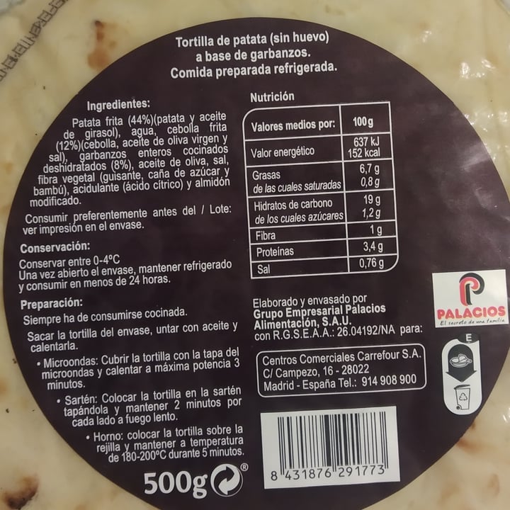 photo of Carrefour Veggie Tortilla De garbanzos shared by @trizia84 on  25 Dec 2022 - review