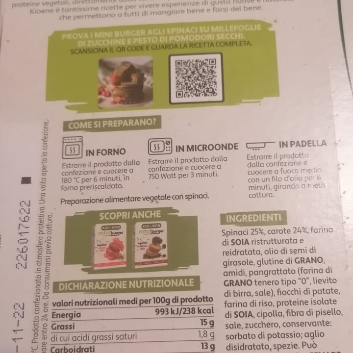 review photo of Kioene Mini Burger Vegetale Agli Spinaci shared by @marlene3 on 30 Oct 2022 - review