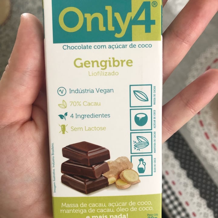 photo of Only4 Chocolate 70% Cacau com gengibre shared by @fevalente on  10 Dec 2022 - review