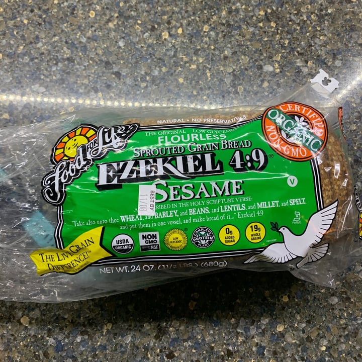 photo of Food For Life Ezekial sprouted sesame bread shared by @marino13 on  04 Dec 2020 - review