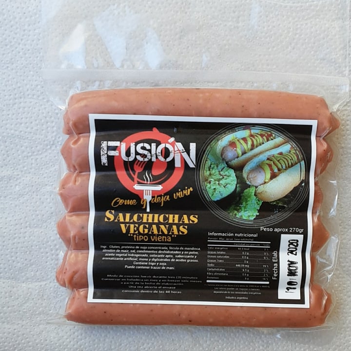 photo of Fusión vegana Salchichas Veganas tipo Viena shared by @mrpotato on  23 Dec 2020 - review