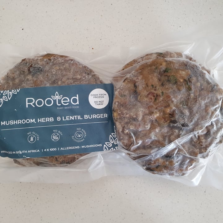 photo of Rooted Plant-Based Food Mushroom, Herb and Lentil Burger Patty shared by @semacleod on  31 Jan 2022 - review