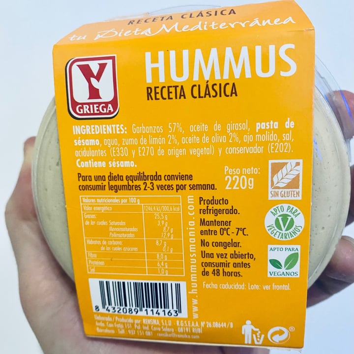 photo of Y Griega Hummus Receta Clásica 220g shared by @mikelpro on  24 Feb 2021 - review