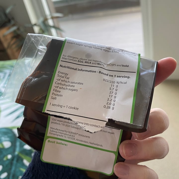 review photo of Subway Subway Chocolate Vegan Cookie shared by @heatherevans on 18 Mar 2021 - review