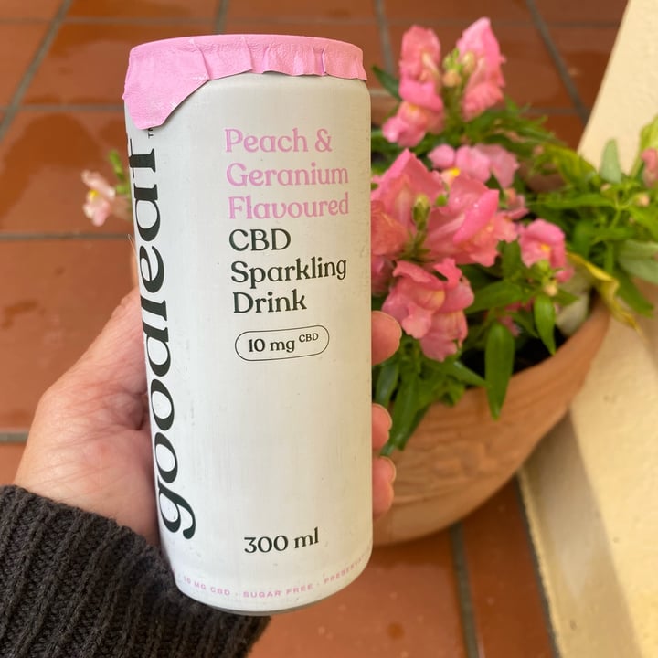 photo of Goodleaf Cbd infused peach and geranium sparkling water shared by @marcytheresa on  06 Apr 2022 - review