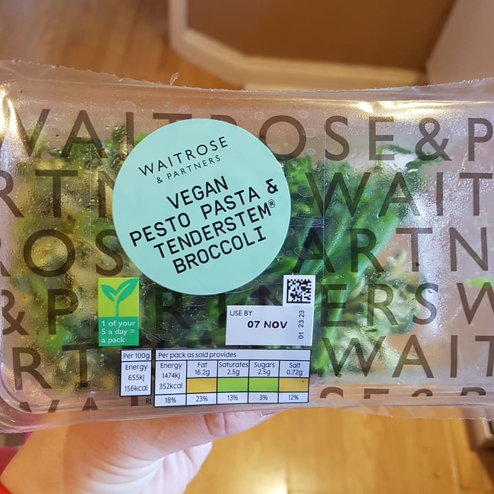 photo of Waitrose Vegan pesto pasta amd tenderstem broccoli shared by @jbjumping on  09 Nov 2020 - review